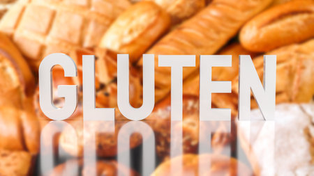Gluten is a type of protein that is commonly found in wheat, barley, rye, and other related grains.の写真素材