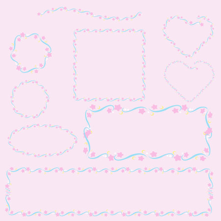 moon and star  decor  border and lineのイラスト素材