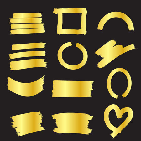 Gold brush Bundle set vector image for Graphic Idea.のイラスト素材