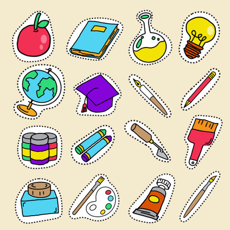 School icon cartoon style Bundle set vector imageのイラスト素材