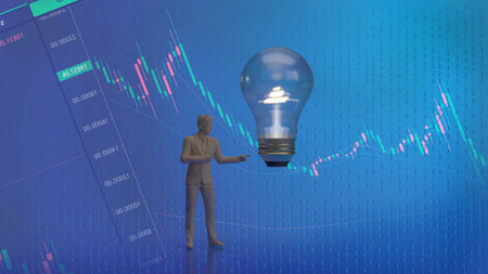 man and lightbulb for Business concept 3d renderingの写真素材