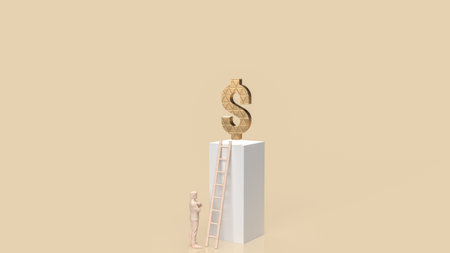 Man and dollar symbol for Business concept 3d rendering