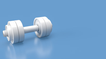 A dumbbell is a type of fitness equipment used for strength training and muscle-building exercises. It consists of a short bar with a weight attached at each end,の写真素材