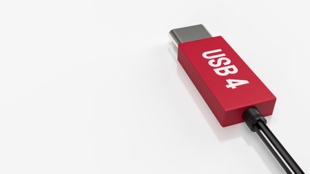USB 4 significantly boosts data transfer speeds compared to previous versions. It supports a maximum throughput of up to 40 gigabits per second (Gbps), doubling the maximum speed of USB 3.2.の写真素材