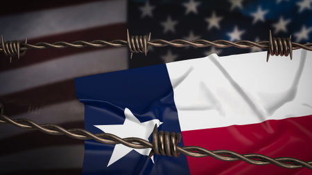 Texas flag on united stage of America Background 3d rendering.