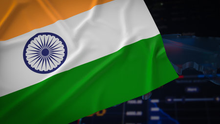 India flag  and Business chart  for Background concept 3d rendering.の写真素材