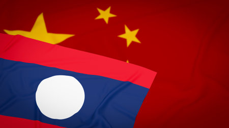 Laos flag for Business background concept 3d rendering.の写真素材