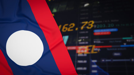 Laos flag for Business background concept 3d rendering.の写真素材