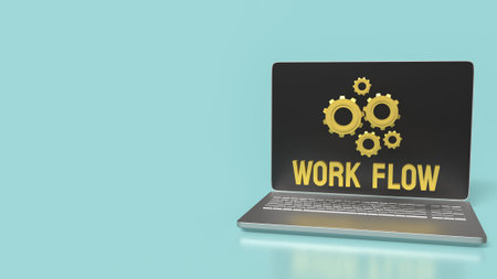 Gear and work flow text for Business concept 3d rendering.