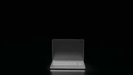 Notebook on Black Background for Business or it concept 3d rendering.の写真素材
