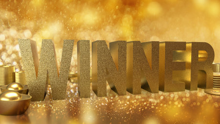 Winner text on gold Background 3d rendering.の写真素材