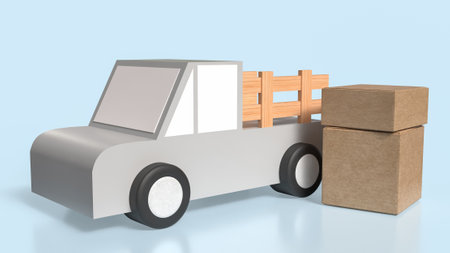 Van truck and box for transport concept 3d rendering.の写真素材