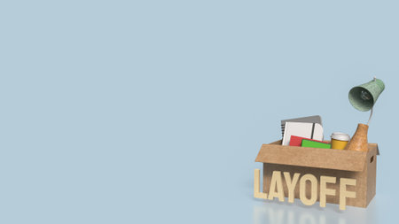 A layoff refers to the termination of employment by an employer, usually due to business-related reasons such as cost-cutting, restructuring, downsizing, or economic downturns.の写真素材