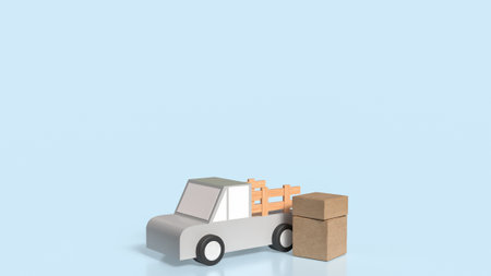 Van truck and box for transport concept 3d rendering.の写真素材