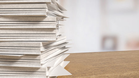 Paper on wood table for Background or Business concept 3d rendering.