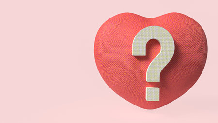 heart and  question symbol for love or abstract  concept 3d rendering.