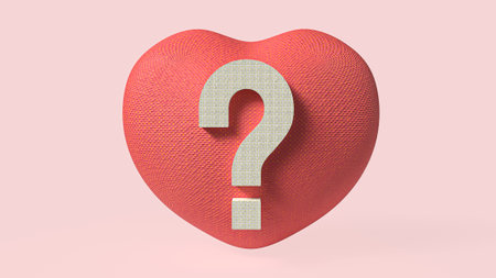 heart and  question symbol for love or abstract  concept 3d rendering.