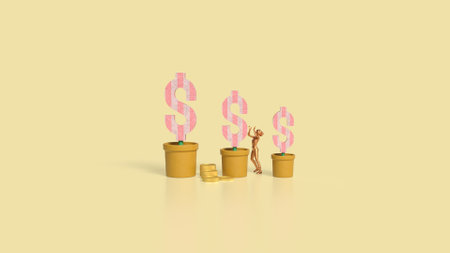 Dollar Symbol in plant for Business concept 3d rendering.の写真素材