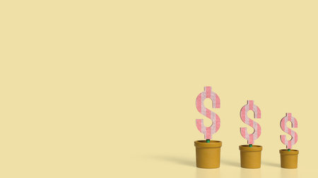 Dollar Symbol in plant for Business concept 3d rendering.