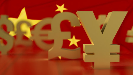 Chinese yuan symbol for Business concept 3d rendering.の写真素材