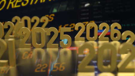 2025 Gold number on Business  background for newyear concept 3d rendering.の写真素材