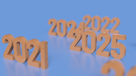 2025 Wood number on blue background for newyear concept 3d rendering.の写真素材