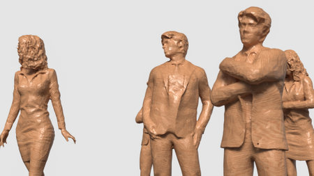 Business wood figure on white background  3d rendering.の写真素材