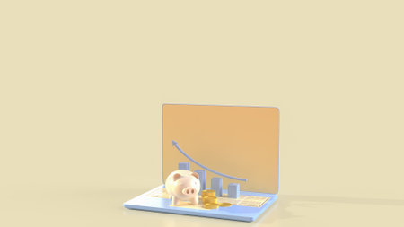 Piggy bank and notebook for Business concept 3d rendering.の写真素材
