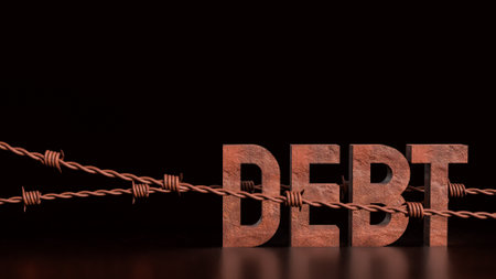 Debt is a financial obligation where one party, the borrower, owes money to another party, the lender, under agreed terms.の写真素材