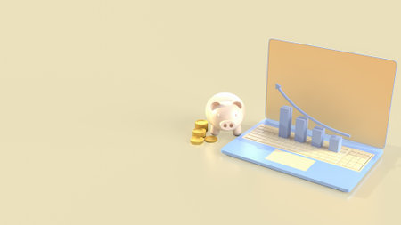 Piggy bank and notebook for Business concept 3d rendering.の写真素材