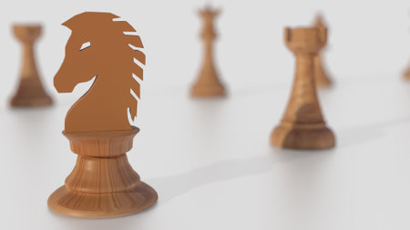 wood chess on white background  for Business concept 3d rendering.の写真素材