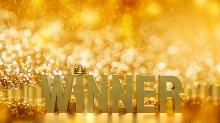 Gold winner text on bokeh Background for game or casino concept.の写真素材