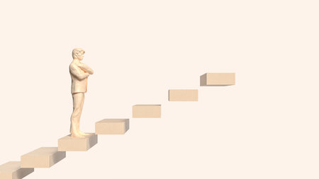 Man on stair for Business concept 3d rendering.