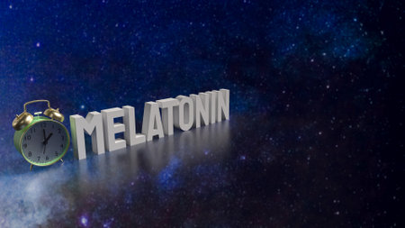 Melatonin is a hormone naturally produced by the pineal gland in the brain, primarily responsible for regulating the body's sleep-wake cycle or circadian rhythm.の写真素材