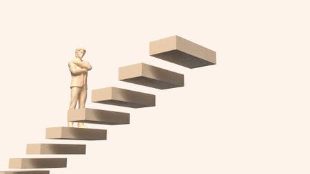 Man on stair for Business concept 3d rendering.の写真素材