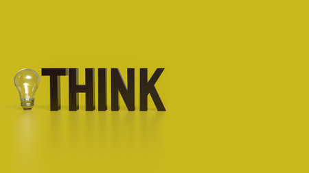 Think text and Light Bulb for idea or creative concept 3d rendering.の写真素材
