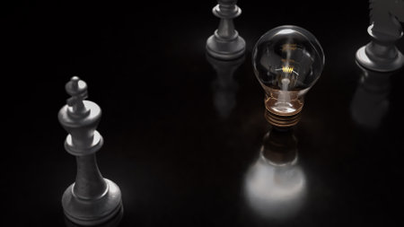 Light bulb  and chess for idea or business concept 3d rendering.の写真素材