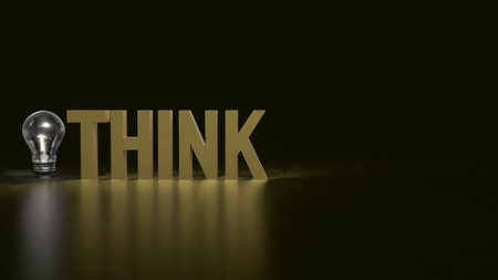 Think text and Light Bulb for idea or creative concept 3d rendering.の写真素材
