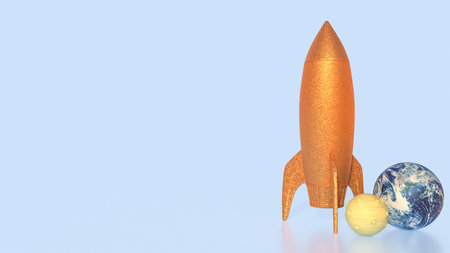 The rocket and earth for world science day concept 3d rendering.の写真素材
