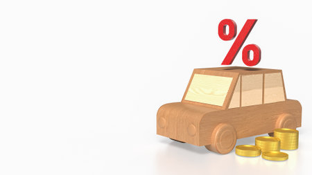 Car wood and coins for tax concept 3d rendering.の写真素材