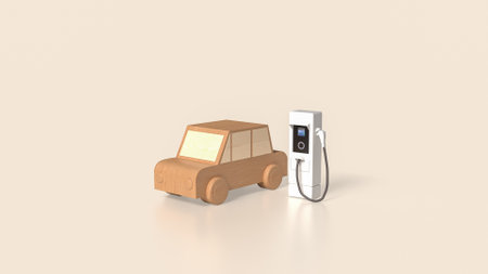Car wood and ev station for technology concept 3d rendering.の写真素材