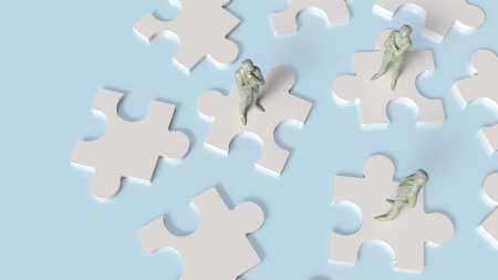 Man and puzzle for Business concept 3d rendering.