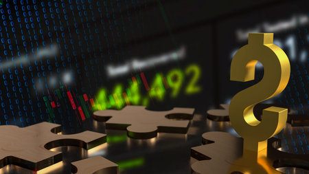 Dollar symbol and jigsaw for Business 3d rendering.