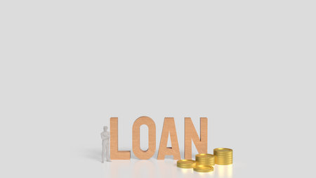 man and loan text for Business concept 3d rendering.