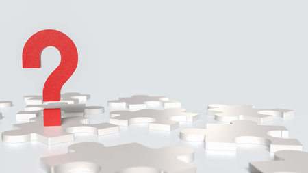 Red question mark and white jigsaw for Business concept 3d rendering.