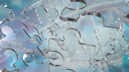 Glass Jigsaw on Dna background  for sci or education concept 3d rendering.