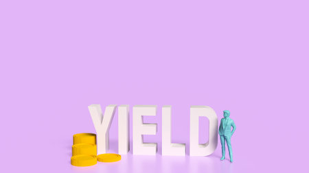 white text and Business man and coins for yield concept 3d rendering.の写真素材