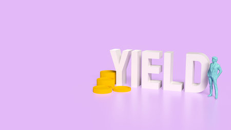 white text and Business man and coins for yield concept 3d rendering.