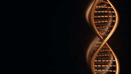 Copper dna on black  background for sci or medical concept 3d rendering.の写真素材