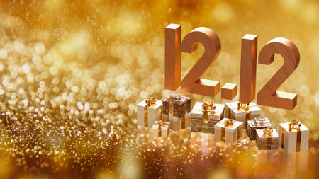 12 number and gift box promotion or discount concept 3d rendering.の写真素材